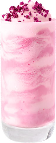 Pink Paradise — Creamy coconut with a dragonfruit swirl running through it. Comes out pink.